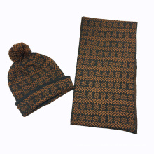 Мужские унисекс теплый зимний снег печать шарф Шапочка комплект Nitted шарф (SK178S)